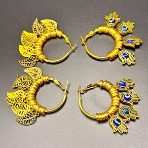 18K GOLD PLATED HYPOALLERGENIC EARRINGS (2)pairs
